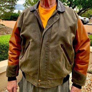 Rodeo-America Men's L,  Oilskin and Leather Jacket, Made in the USA.